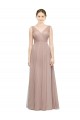 Blush Linea A Scollatura a V Tulle Lunga Abiti da damigella donore Online