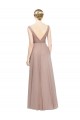Blush Linea A Scollatura a V Tulle Lunga Abiti da damigella donore Online