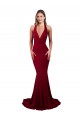 Borgogna Stile sirena Capestro Scollatura a V Spandex Lunga Formali Abiti da damigella donore / Abiti da sera / Abiti da ballo Online