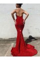Borgogna Stile sirena Innamorato Paillettes Velluto Lunga Abiti da ballo Online