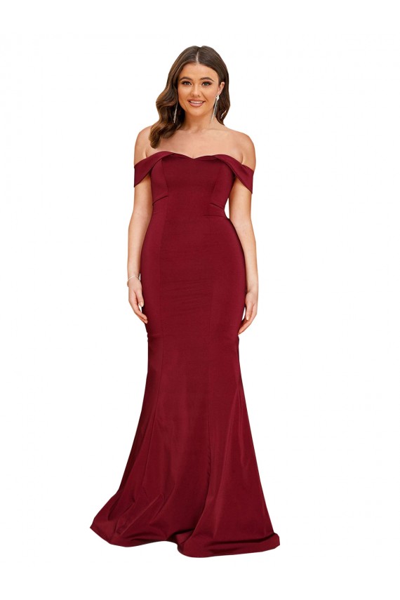 Borgogna Stile sirena Spandex Lunga Formali Abiti da damigella donore / Abiti da sera / Abiti da ballo Online