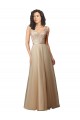 Champagne Linea A Scollatura a V Tulle Pizzo Lunga Abiti da damigella donore Online