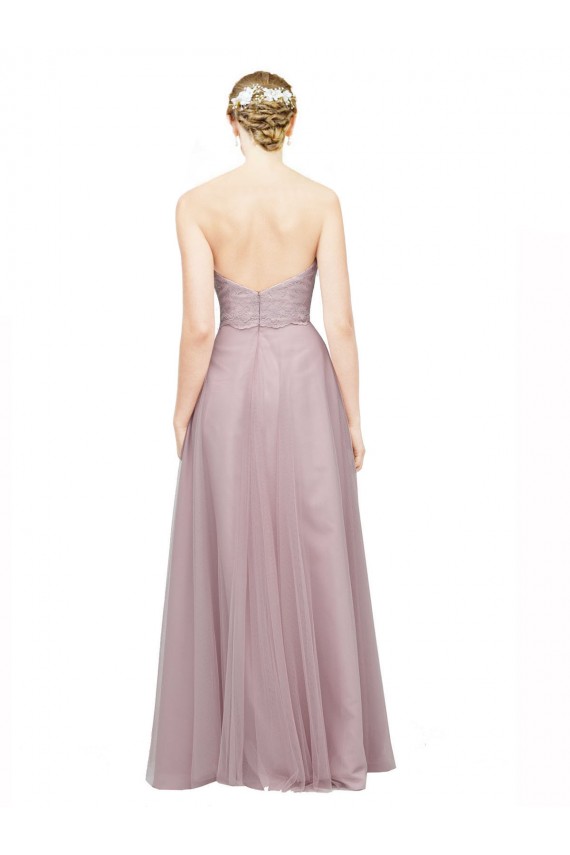 Light Lilac Linea A Innamorato Tulle Pizzo Lunga Abiti da damigella donore Online
