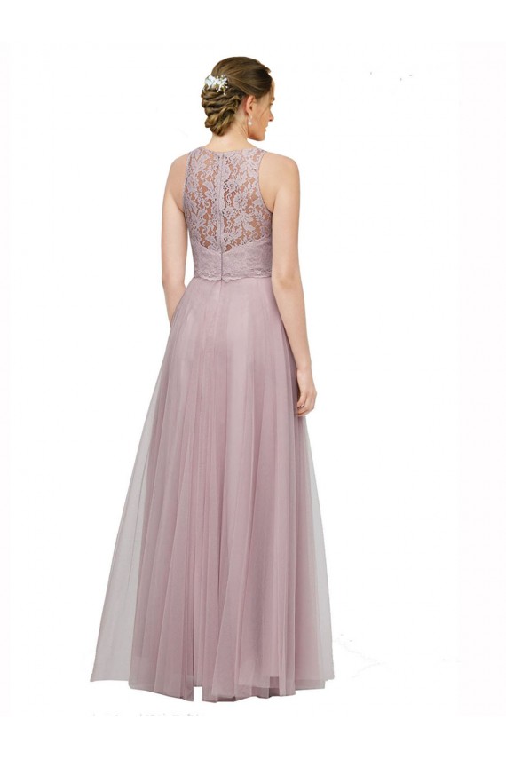 Light Lilac Linea A Innamorato Tulle Pizzo Lunga Abiti da damigella donore Online