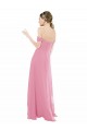 Pelle rosa Linea A Chiffona Lunga Abiti da damigella donore Online