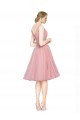 Rosa Linea A Scollatura a V Al ginocchio Tulle Corto Abiti da damigella donore / Abiti da cocktail Online