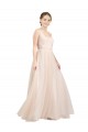 Rosa Linea A Scoop Tulle Lunga Abiti da damigella donore Online