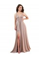 Rosa polveroso Linea A Scollatura a V Spandex Lunga Formali Abiti da damigella donore / Abiti da sera / Abiti da ballo Online