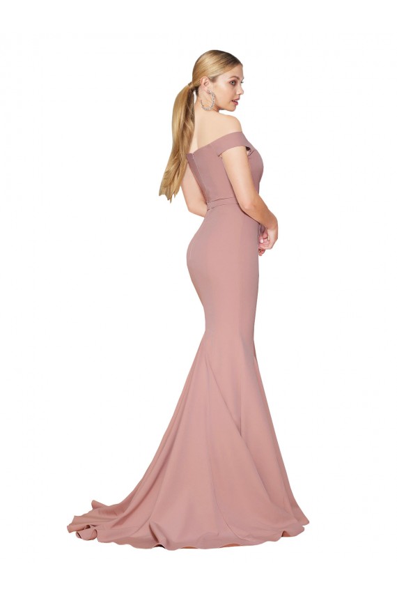 Rosa polveroso Stile sirena Sweep treno Crespo Elastico Lunga Formali Abiti da damigella donore / Abiti da sera / Abiti da ballo Online