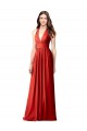 Rosso Linea A Capestro Scollatura a V Chiffona Lunga Abiti da damigella donore Online