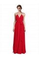 Rosso Linea A Sottili Capestro Scollatura a V Chiffona Lunga Abiti da damigella donore Online