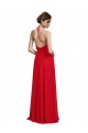 Rosso Linea A Sottili Capestro Scollatura a V Chiffona Lunga Abiti da damigella donore Online