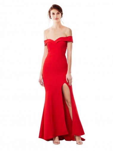 Rosso Stile sirena Crespo Elastico Lunga Formali Abiti da damigella donore / Abiti da sera / Abiti da ballo Online