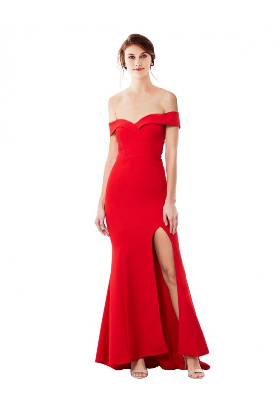 Rosso Stile sirena Crespo Elastico Lunga Formali Abiti da damigella donore / Abiti da sera / Abiti da ballo Online