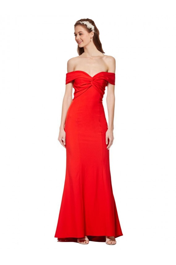 Rosso Stile sirena Crespo Elastico Lunga Formali Abiti da damigella donore / Abiti da sera / Abiti da ballo Online