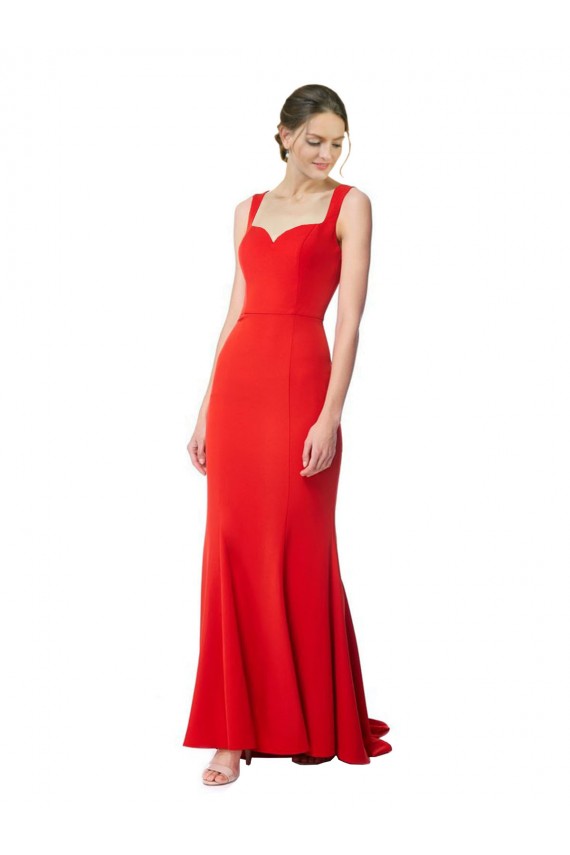 Rosso Stile sirena Innamorato Alto Collo Crespo Elastico Lunga Formali Abiti da damigella donore / Abiti da sera / Abiti da ballo Online