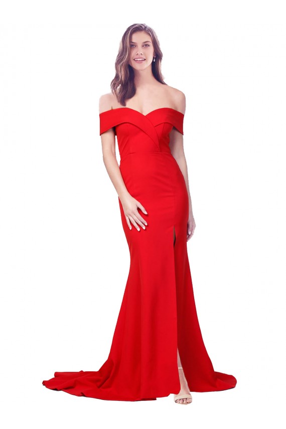 Rosso Stile sirena Innamorato Crespo Elastico Lunga Formali Abiti da damigella donore / Abiti da sera / Abiti da ballo Online