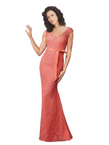 Stile sirena Scollatura a V Pizzo Lunga Abiti da damigella donore Online