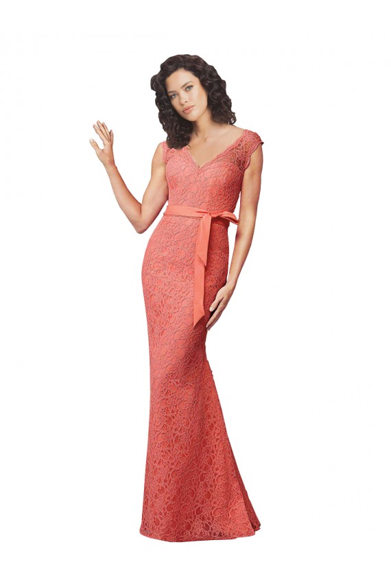 Stile sirena Scollatura a V Pizzo Lunga Abiti da damigella donore Online