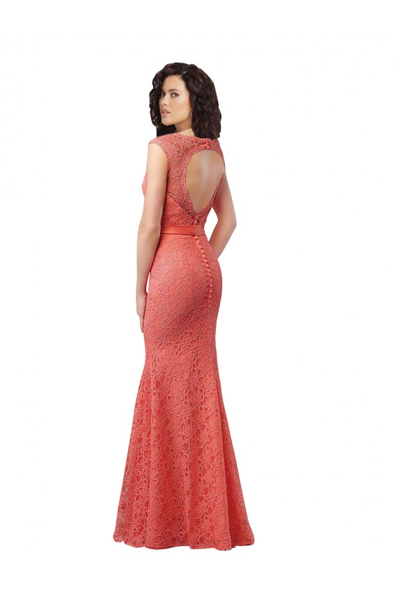 Stile sirena Scollatura a V Pizzo Lunga Abiti da damigella donore Online