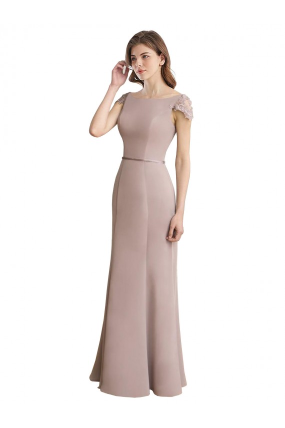 Stile sirena Scoop Alto Collo Chiffona Pizzo Lunga Abiti da damigella donore Online