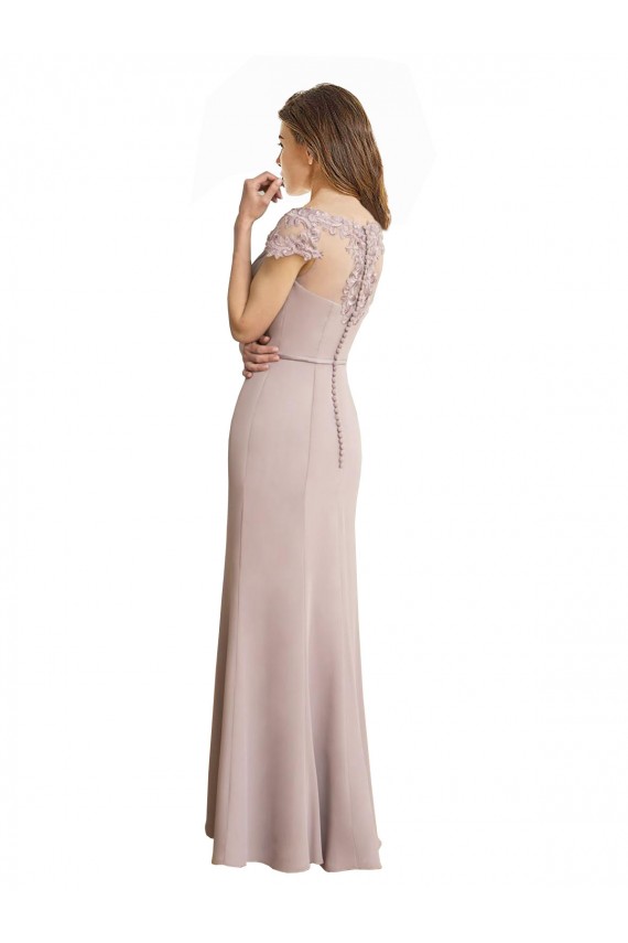 Stile sirena Scoop Alto Collo Chiffona Pizzo Lunga Abiti da damigella donore Online