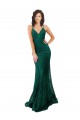 Verde Scuro Stile sirena Scollatura a V Pizzo Lunga Abiti da damigella donore / Abiti da ballo Online
