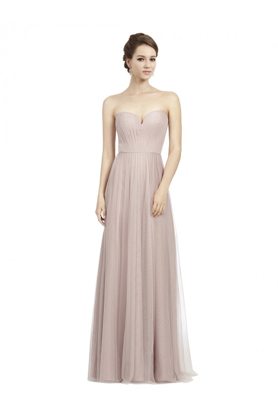 Vintage Rose Linea A Innamorato Tulle Lunga Abiti da damigella donore Online