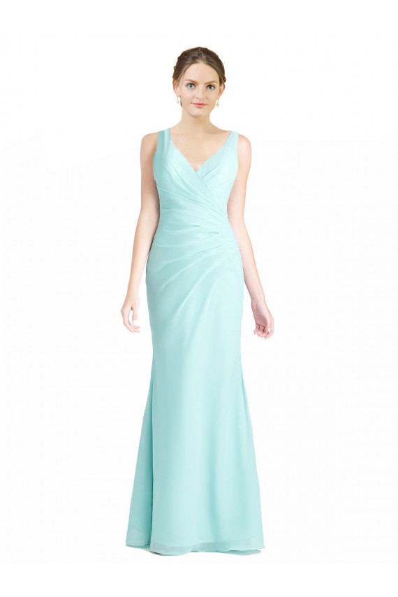 Waterfall Stile sirena Scollatura a V Chiffona Pizzo Lunga Abiti da damigella donore Online