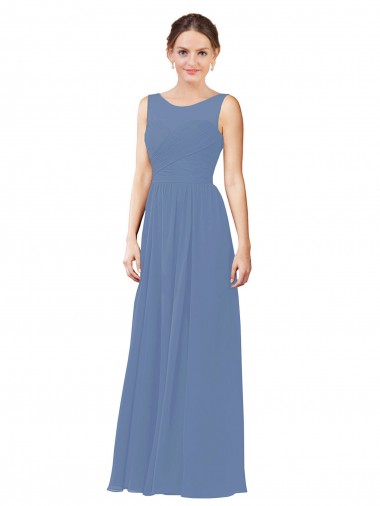 Windsor Blu Tubino Illusione Innamorato Chiffona Lunga Abiti da damigella donore Online