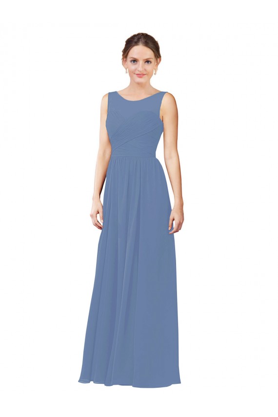 Windsor Blu Tubino Illusione Innamorato Chiffona Lunga Abiti da damigella donore Online