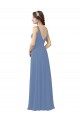 Windsor Blu Tubino Scollatura a V Chiffona Lunga Abiti da damigella donore Online