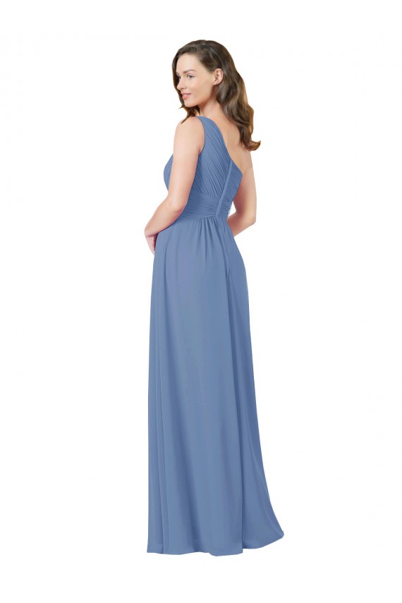 Windsor Blu Tubino Una spalla Chiffona Lunga Abiti da damigella donore Online
